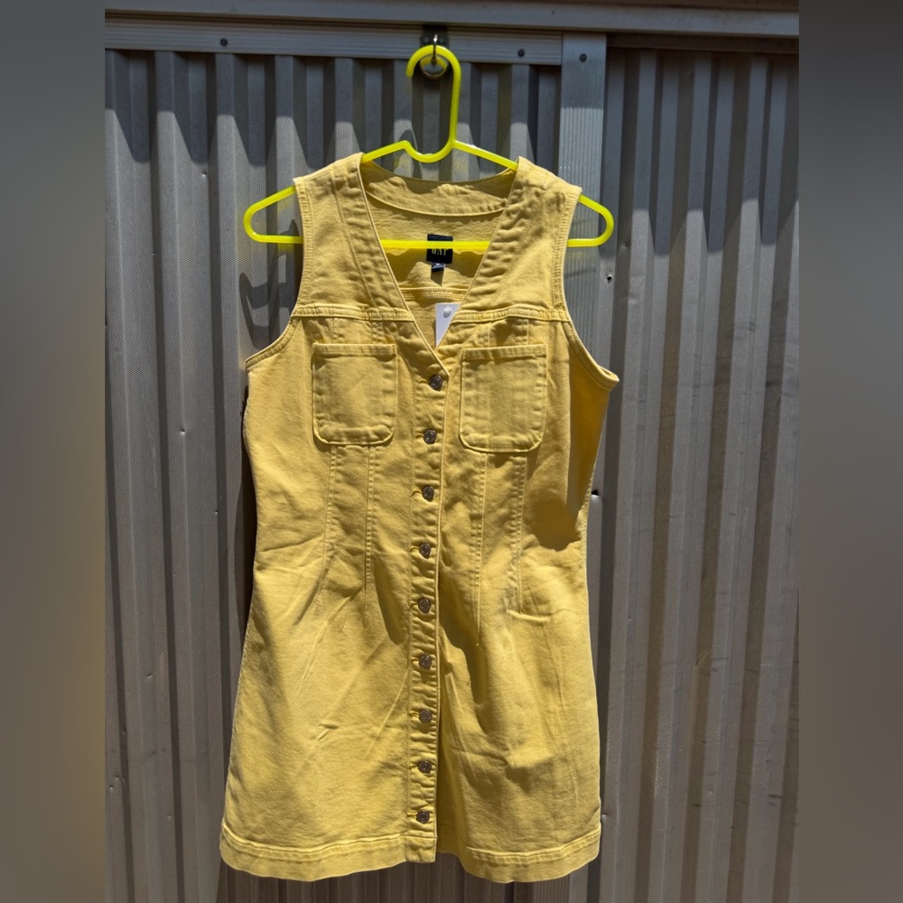 NWT Gap Yellow Button-Front Denim Mini Dress | Size M